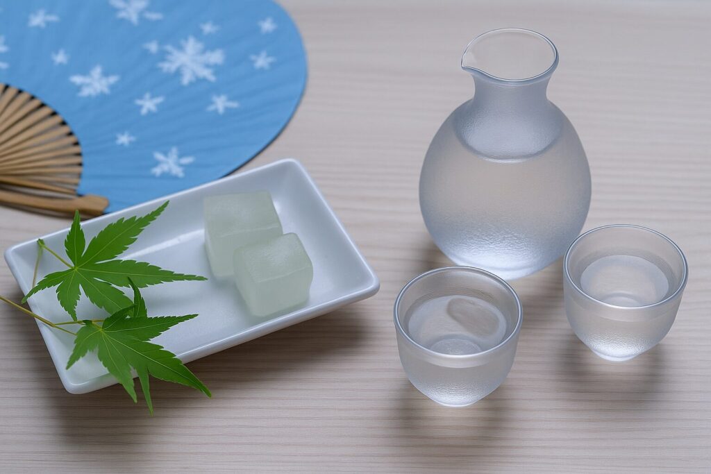 Sake freddo con oggetti estivi giapponesi – un modo rinfrescante per scoprire il sake freddo per principianti